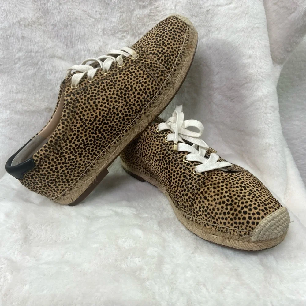 Sole Society Natural Samree 2 Espadrille Sneaker Cheetah Print Lace Up Size 8.5M
